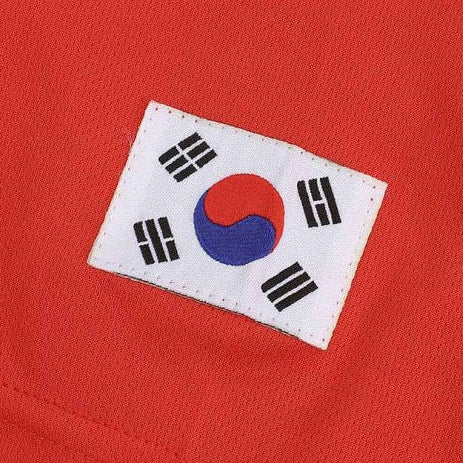 Red South Korea 2002 home shirt with a patch of the South Korean flag on a white background