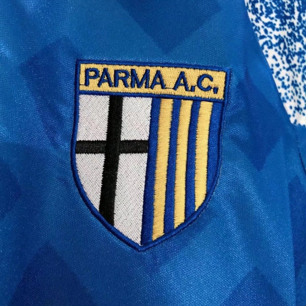 Parma A.C. logo on a blue Parma 95/96 third Shirt