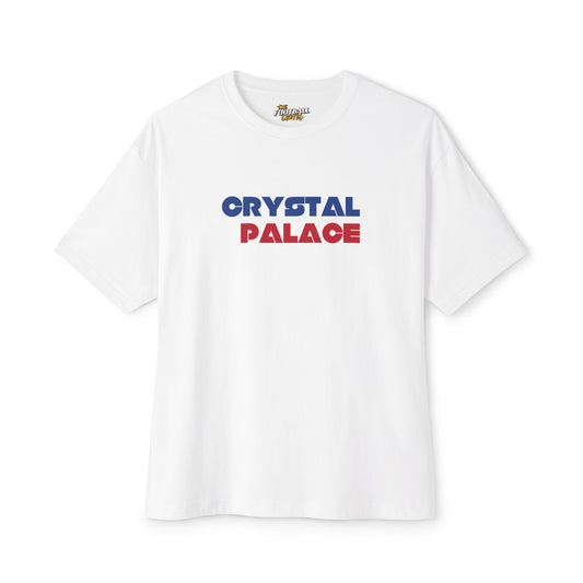 White t-shirt with 'Crystal Palace' text on a white background