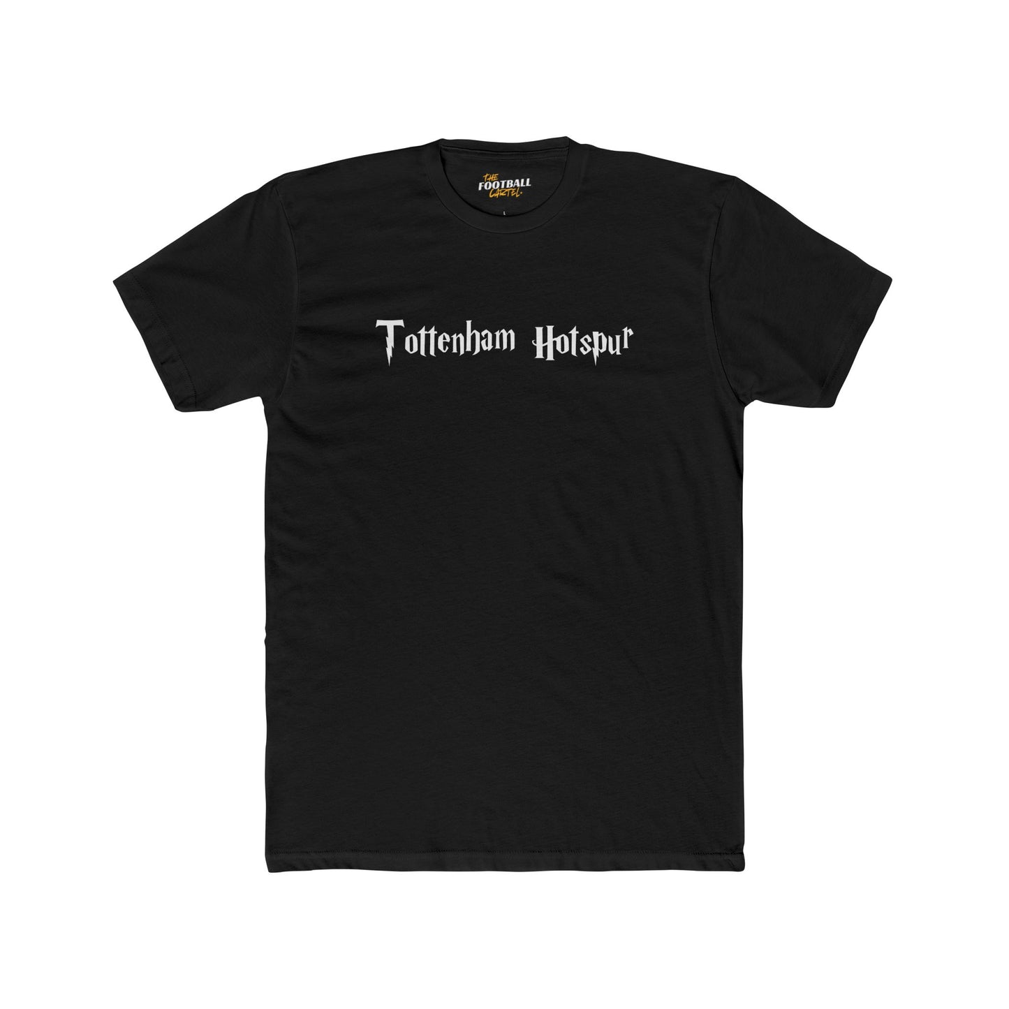 Black t-shirt with 'Tottenham Hotspur' text on a white background