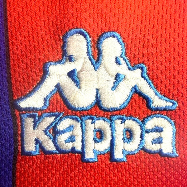 Kappa logo on a red and blue Barcelona 97/98 home shirt