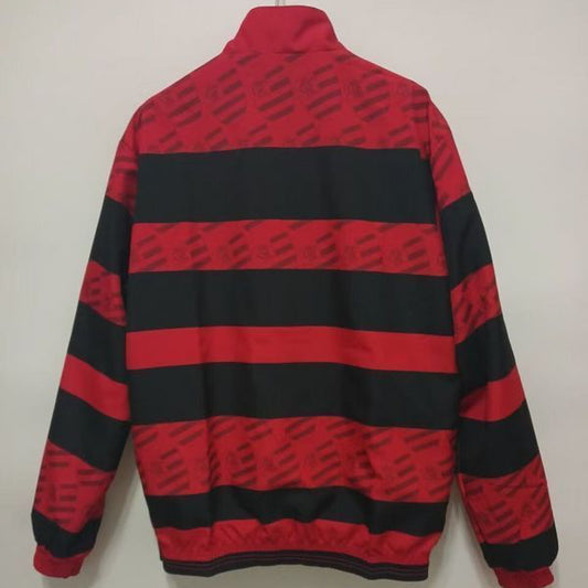Red and black Flamengo 95/96 windbreaker jacket on a white background