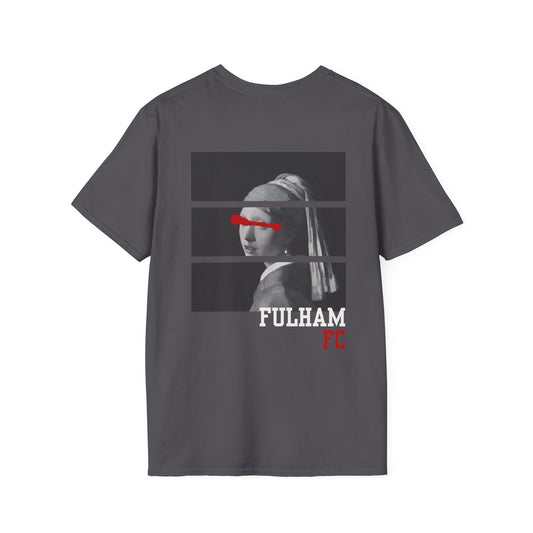 Gray t-shirt with a graphic design and 'FULHAM FC' text on a white background