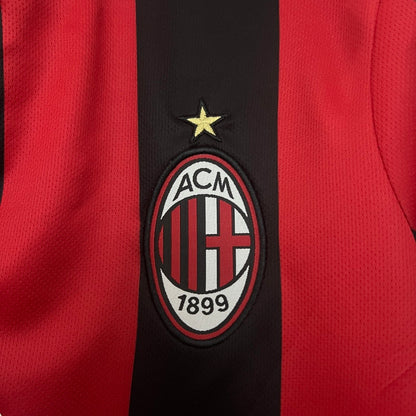 AC Milan logo on a red and black Ac Milan 04/04 home football shirt