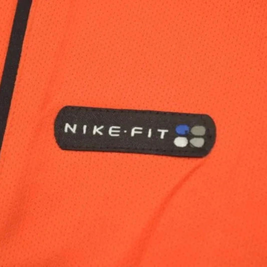 Nike Fit logo on an orange Netherlands 98 World Cup home shirt