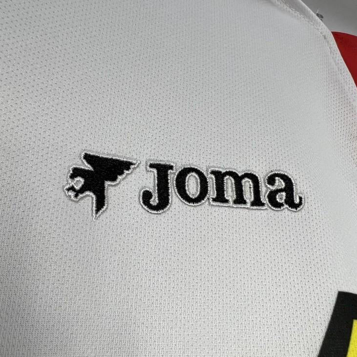Joma logo on a Rayo vallecano 01/02 home shirt with a red and yellow patch.