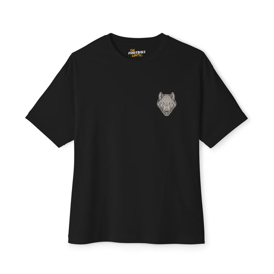 Black wolves fc t-shirt with a wolf logo on the chest against a white background
