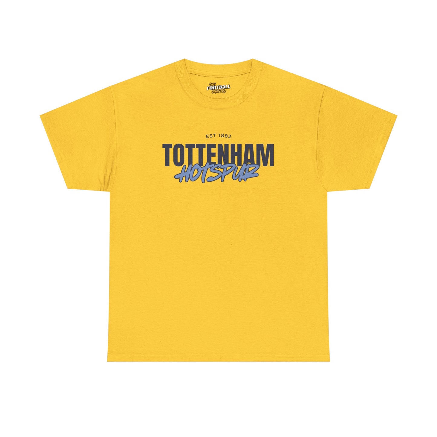 Yellow t-shirt with 'Tottenham Hotspur' text on a white background
