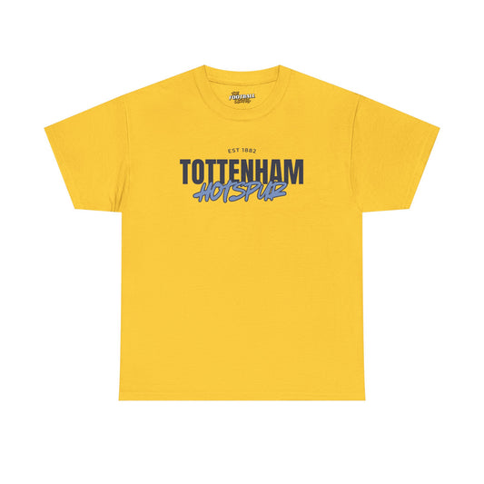 Yellow t-shirt with 'Tottenham Hotspur' text on a white background
