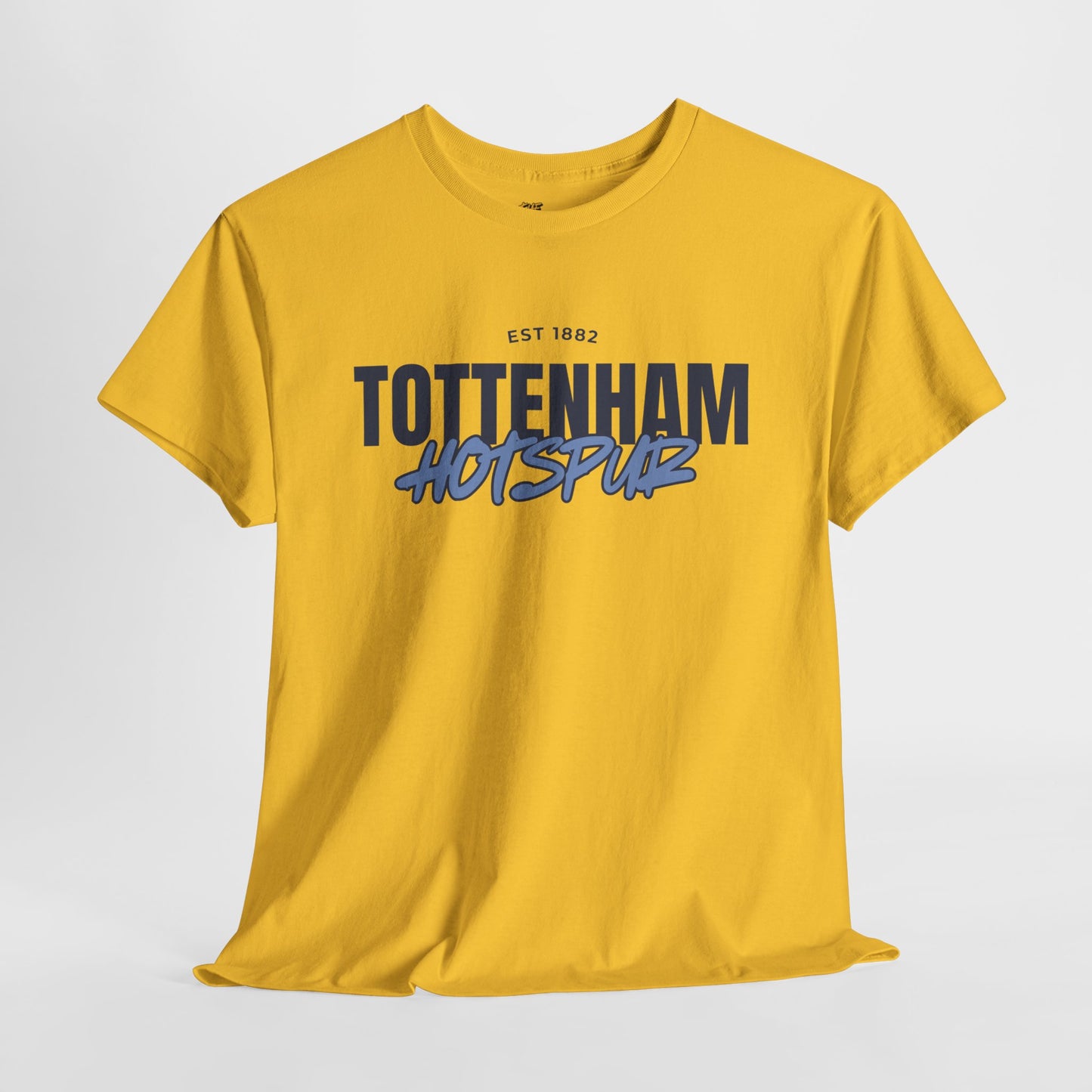 Yellow t-shirt with 'Tottenham Hotspur' text on a white background