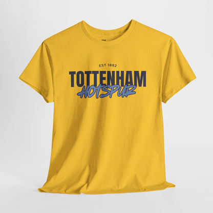 Yellow t-shirt with 'Tottenham Hotspur' text on a white background