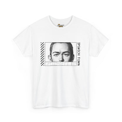 White Ipswich town t-shirt with graphic design and text on a white background