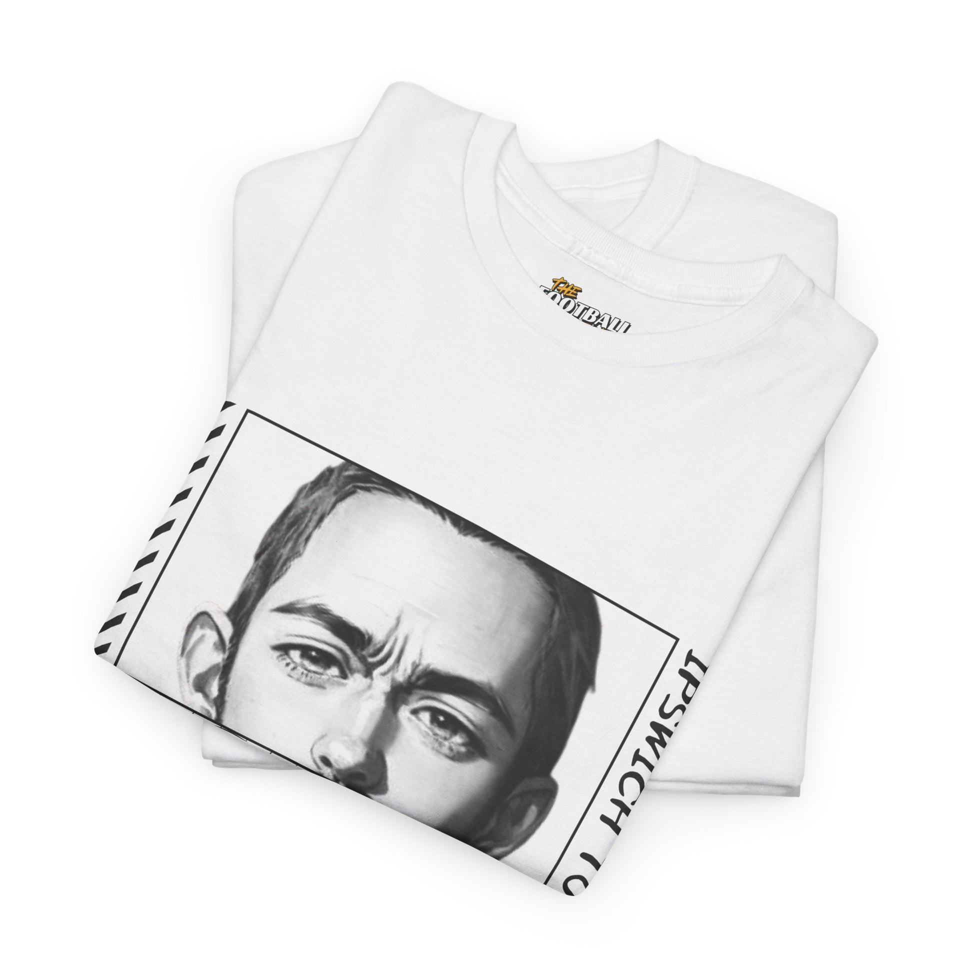 White Ipswich town t-shirt with graphic design and brand logo on a white background