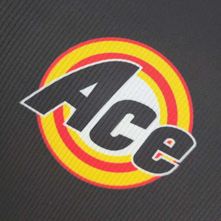 Logo with 'Ace' text on a Vasco de gama 99 home shirt