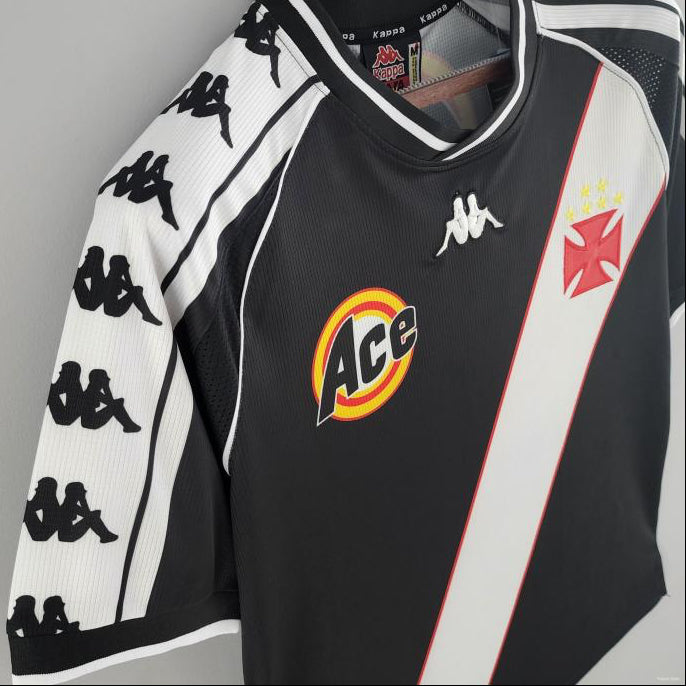 Black and white Vasco de gama 99 home shirt with 'Ace' logo on a gray background