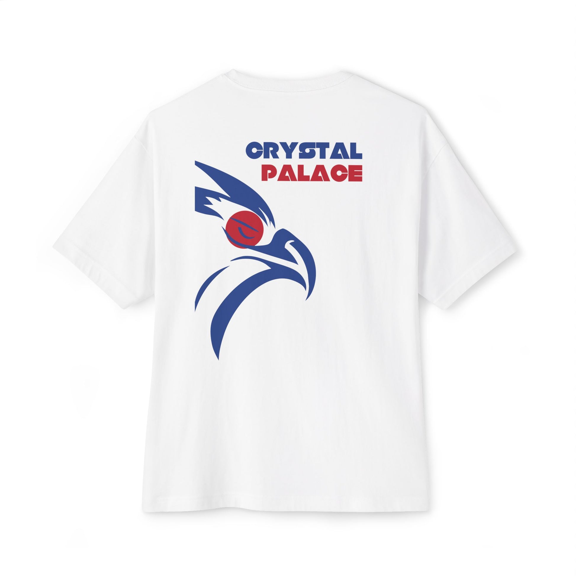 White t-shirt with 'Crystal Palace' logo on the back against a white background