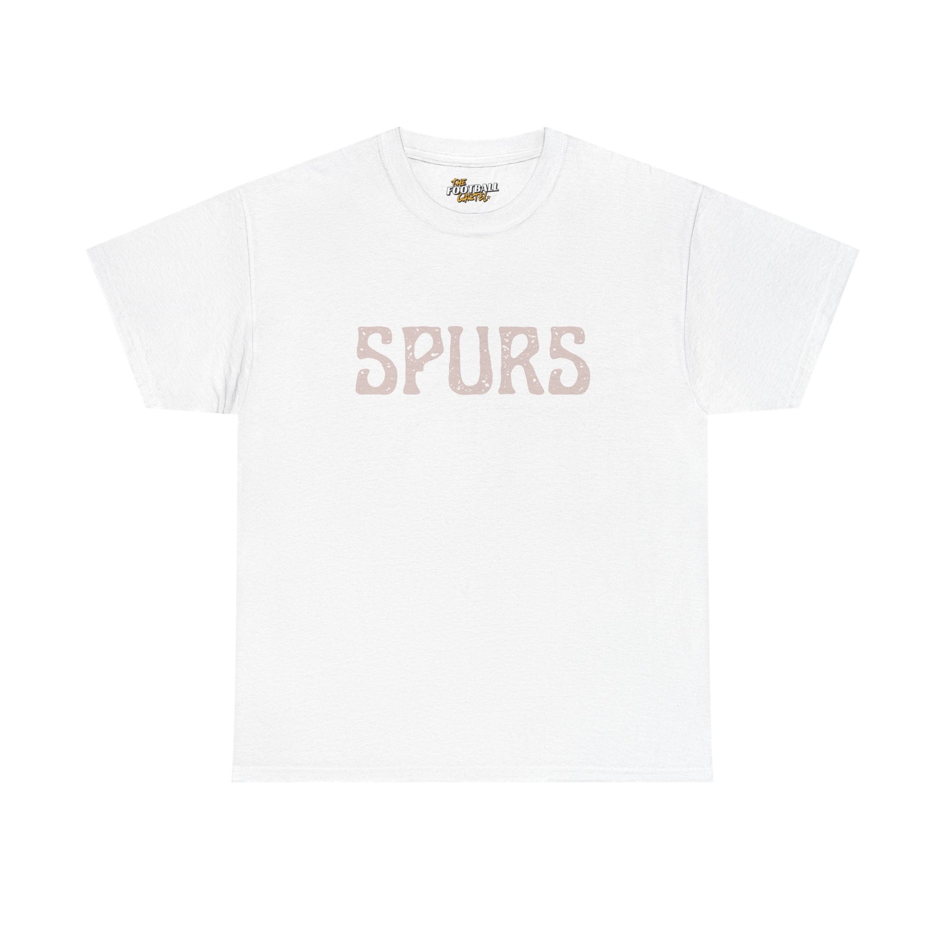 White t-shirt with 'SPURS' text on a white background