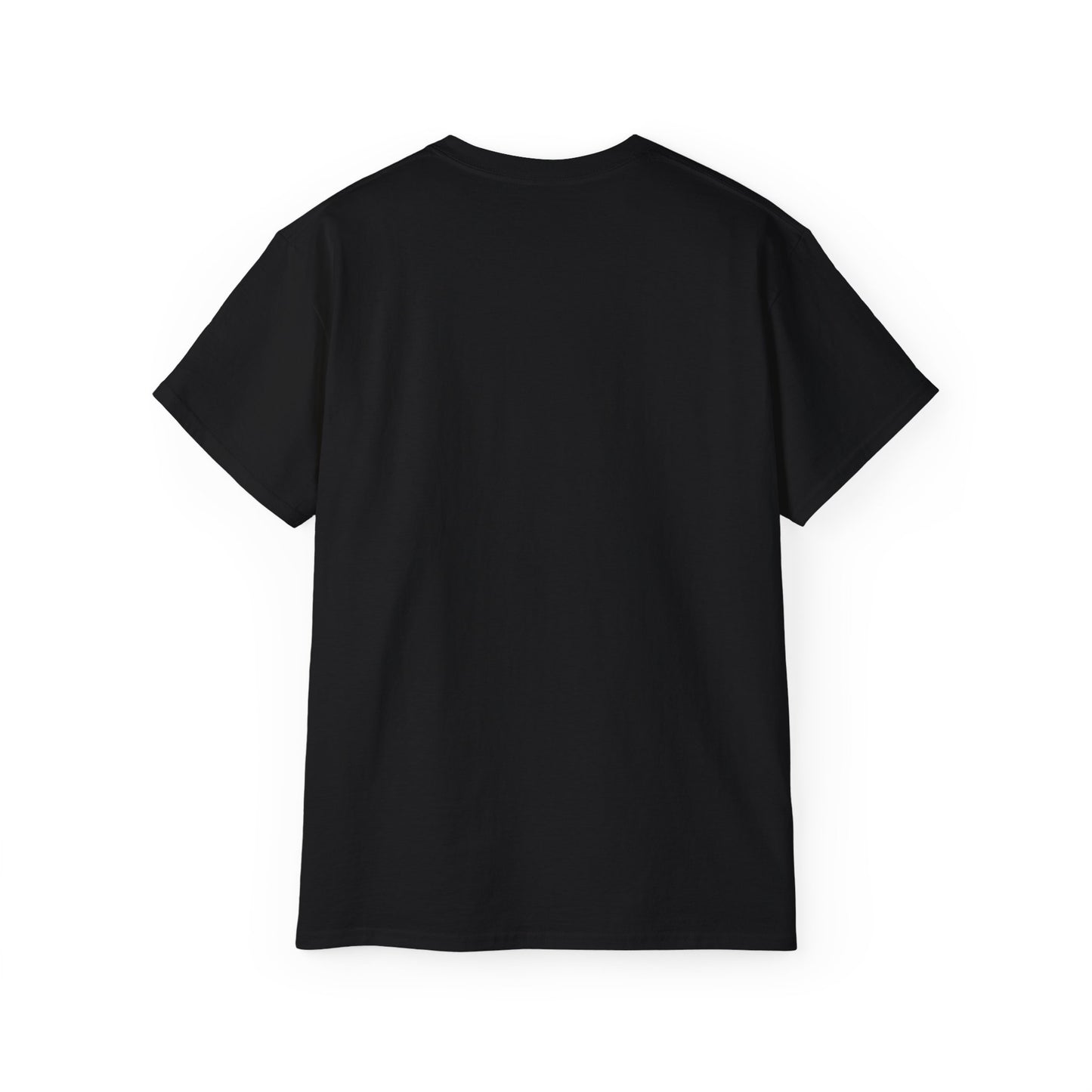 Black t-shirt on a white background