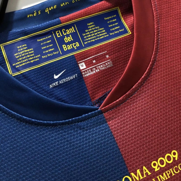Close-up of a Barcelona sports jersey with Nike branding