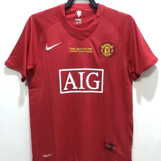 Red Man United 2008 champions league shirt with visible branding on a white background