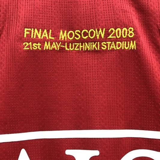 Red Man United 2008 champions league shirt with 'Final Moscow 2008' and 'AIG' text.