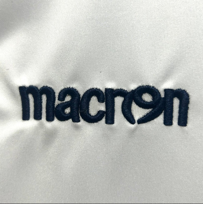 Embroidered 'macron' logo on a white Lazio 14/15 fourth shirt