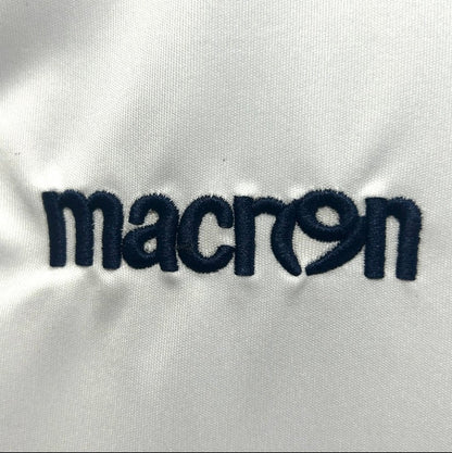 Embroidered 'macron' logo on a white Lazio 14/15 fourth shirt