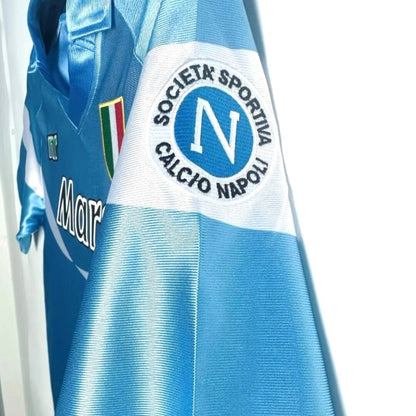 Blue Napoli 90/91 home 2nd shirt with 'Società Sportiva Calcio Napoli' logo on a white background