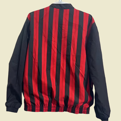 Black and red striped Ac Milan 2010’s windbreaker jacket  on a white background